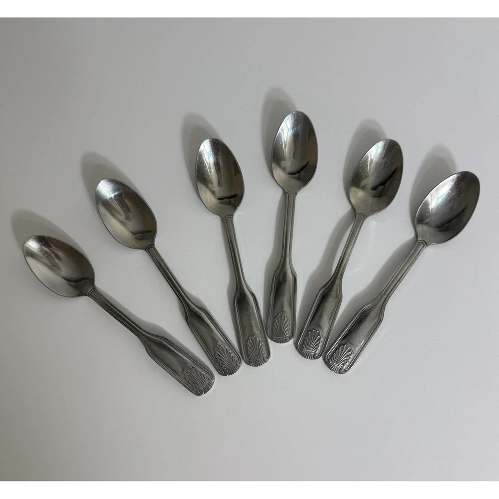 Vintage Edward Don DON13 Flatware Set 6 Spoons 1 Fork Commercial Shell Pattern